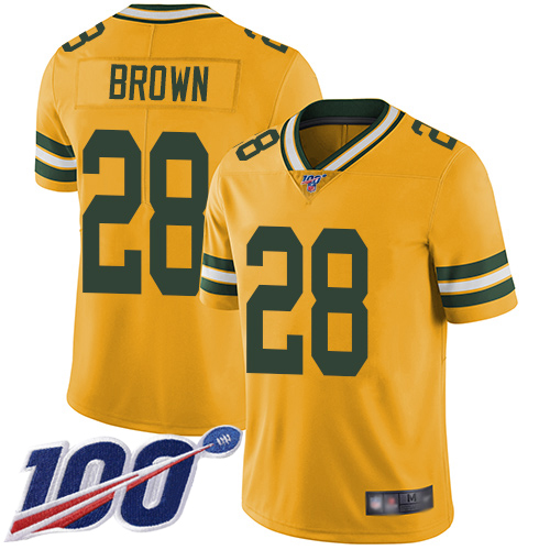 Green Bay Packers Limited Gold Men #28 Brown Tony Jersey Nike NFL 100th Season Rush Vapor Untouchable->nfl t-shirts->Sports Accessory